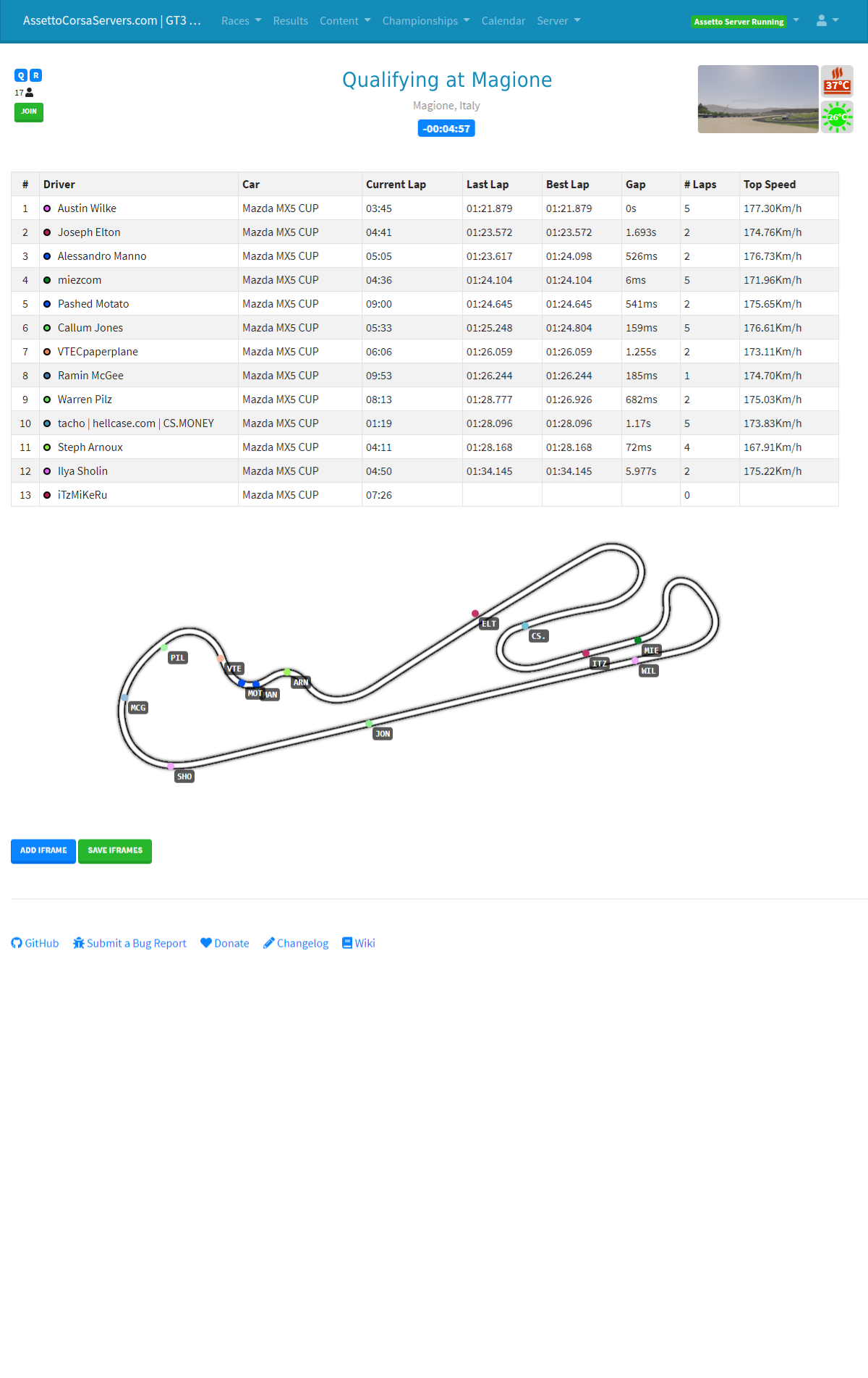 Server Manager Live Timings